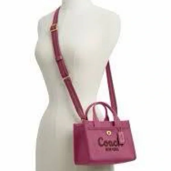 Coach Cargo Tote Bag 20 in Beautiful Muted Red Canvas and Embroidered Label - Picture 3 of 15